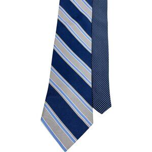 Tommy Hilfiger Silk Tie Blue Gray Stripe Repp Vintage 90's